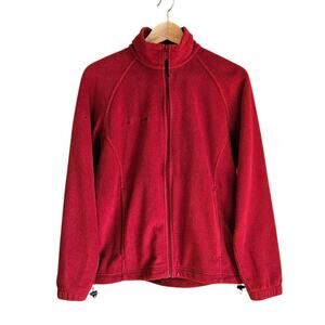 Columbia Full Zip Fleece Jacket Zippered Pockets Red Women's Medium